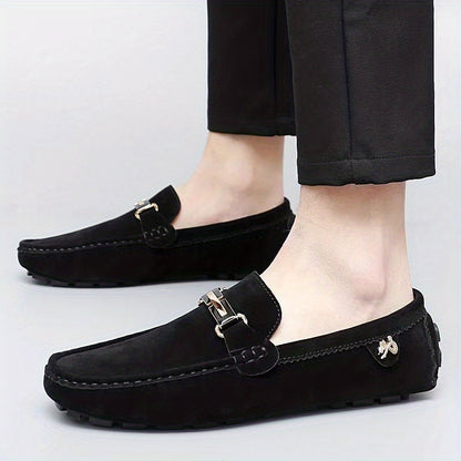 Men's Moccasin Loafer Shoes With Metallic Decor, Comfy Non-slip Slip On Shoes, Men's Shoes, Spring And Summer