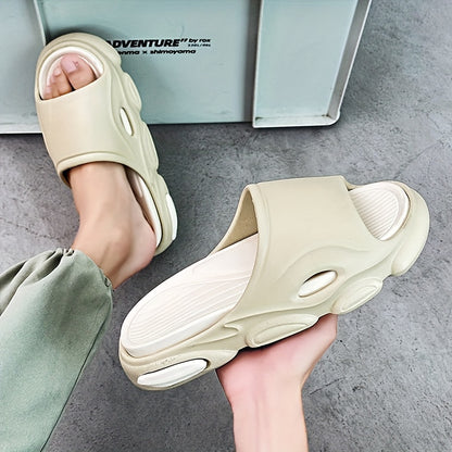 Cloud Slides Teardrop Motif Print Pillow Slippers - Non-Slip, Open-Toe, Breathable, Soft EVA Insoles, Slip-On Design, Perfect for Indoor, Outdoor, Beach, and Shower Use in Spring and Summer