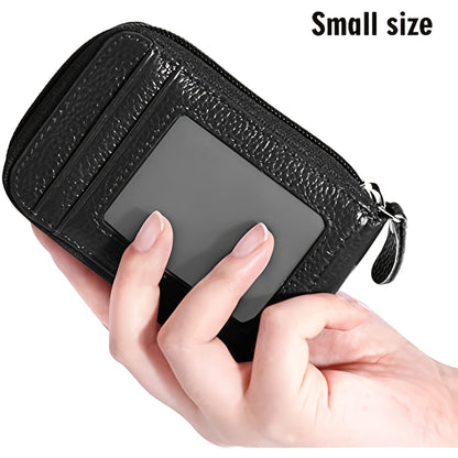 Genuine Leather RFID Blocking Credit Card Wallet for Men with Zipper