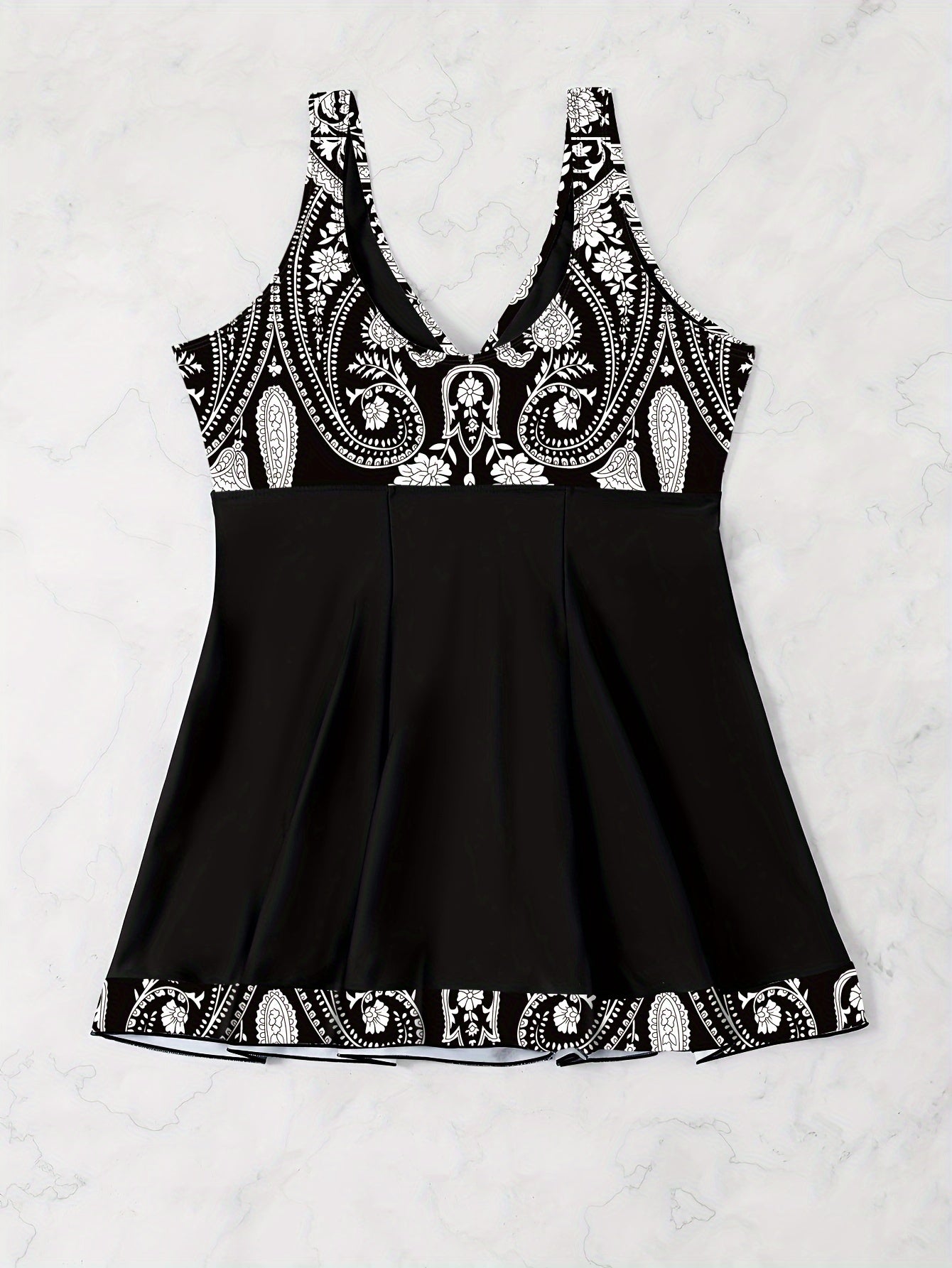 Plus Size Womens Vibrant Floral Print Tie Front V Neck One Piece Swimsuit - High Stretch, Comfortable, Vacation Essential - Polyester Knit Fabric, Random Printing, No Sheer