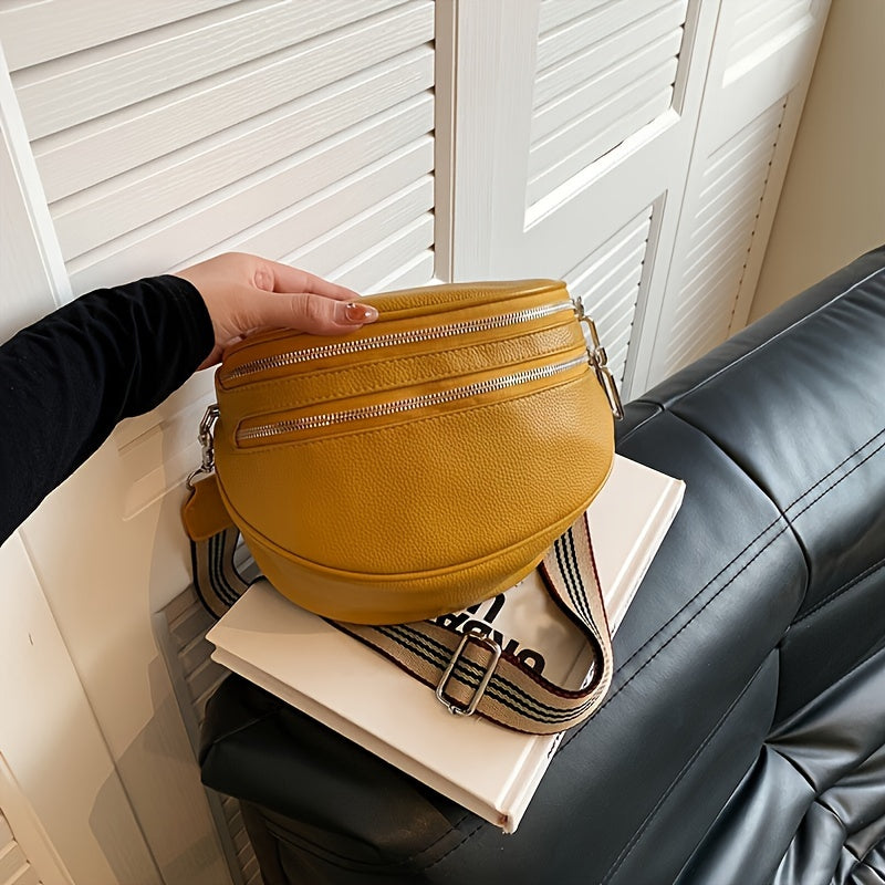 Elegant Convertible Faux Leather Bag: Chic Fanny Pack/Crossbody with Secure Zip & Adjustable Wide Strap for Stylish Women