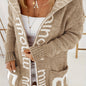 Chic Plus Size Open Front Hooded Cardigan - Long Sleeve & Letter Print, Cozy with Pockets, Ideal for Casual Outings