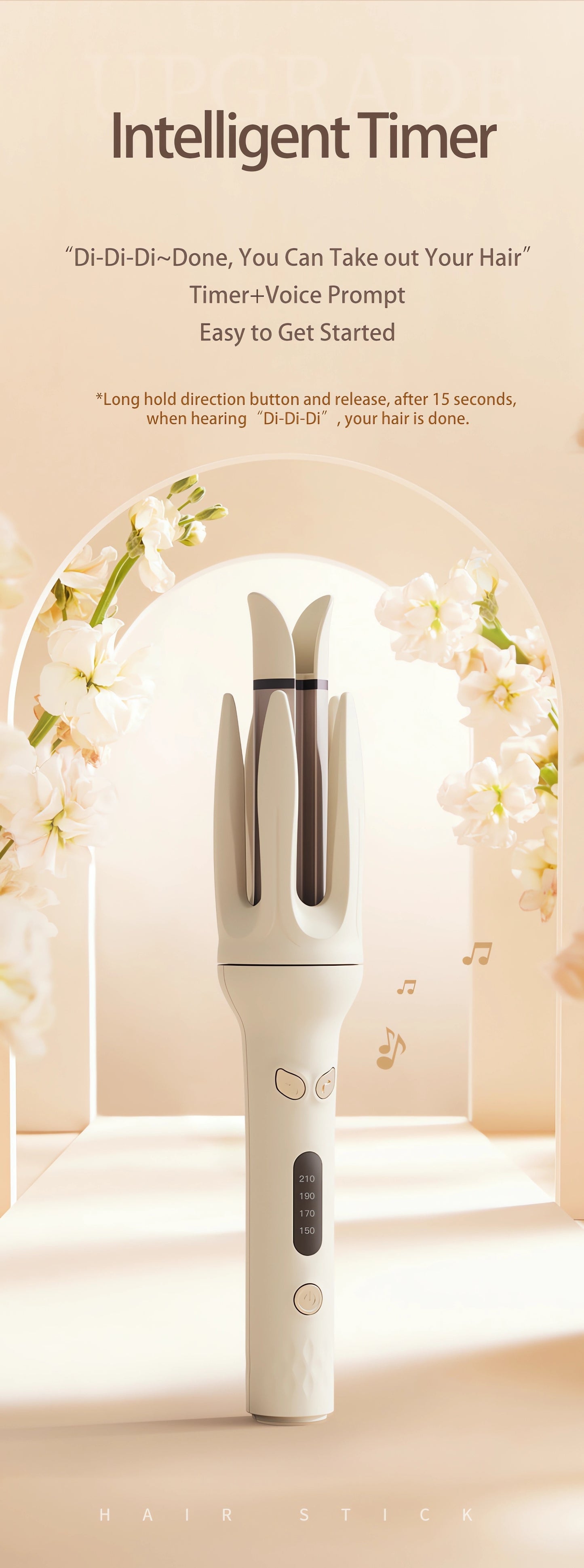 Genai Automatic Hair Curler: 28mm Barrel, 4 Temperature Settings, Negative Ion Generator, Intelligent Timer & Sensor, Auto Shut-Off for Safety