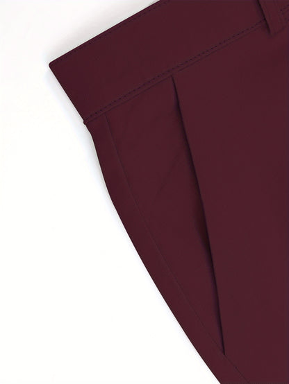 Hundred Foot Solid Color Slim Fit Pencil Pants - Men's Dress Pants for Business Casual Daily Wear - Europe and US Style Fashion, Old Money Inspired, Comfortable and Versatile
