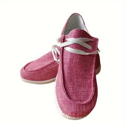Womens Canvas Loafers - Comfortable Flat Lace-up Design - Breathable Solid Colors for Casual Walking - Perfect for Koningsdag Celebrations