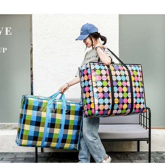 1pc Large Capacity Hanging Storage Bag, Moving Packaging Storage Bag, Waterproof Storage Bag With Zippers & Reinforced Handle, Suitable For Student Back To School