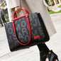 Classic Letter Embossed Tote Bag, Colorblock Shoulder Bag, All-Match Satchel Bag For Work