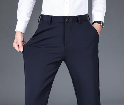Men's Warm Thick Stretch Dress Pants for Fall/Winter Business Formal Wear