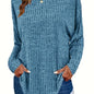 Plus Size Casual Sweater, Women's Plus Solid Ribbed Long Sleeve Round Neck Knit Top
