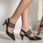Women's Crocodile Pattern Slingback Pumps, Trendy Pointed Toe Faux Leather Solid Color Heels, Elegant & Versatile Shoes