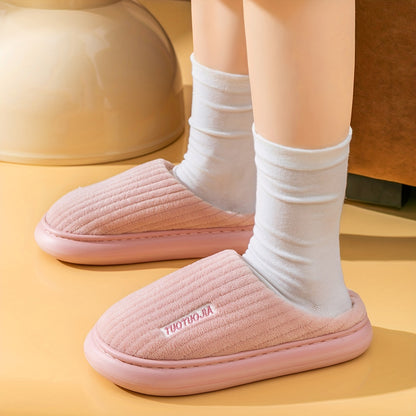 Warm & Cozy Striped Slippers: Soft, Fluffy Indoor Comfort with Non-Slip Grip for Winter