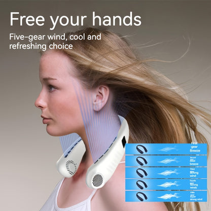 5-Speed Portable Neck Fan with Digital Display - Wearable, Rechargeable, and USB Charging - Perfect for Outdoor Activities, Travel, and Gift Giving