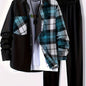Plus Size Men's Plaid Shirt & Pants Set For Spring/autumn, Oversized Loose Fit 2Pcs Outfits For Workout/outdoor, Men's Clothing