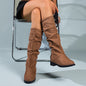 Women's Slouchy Mid Calf Boots, Comfortable Round Toe Pull On Shoes, Classic Boots For Koningsdag/King's Day