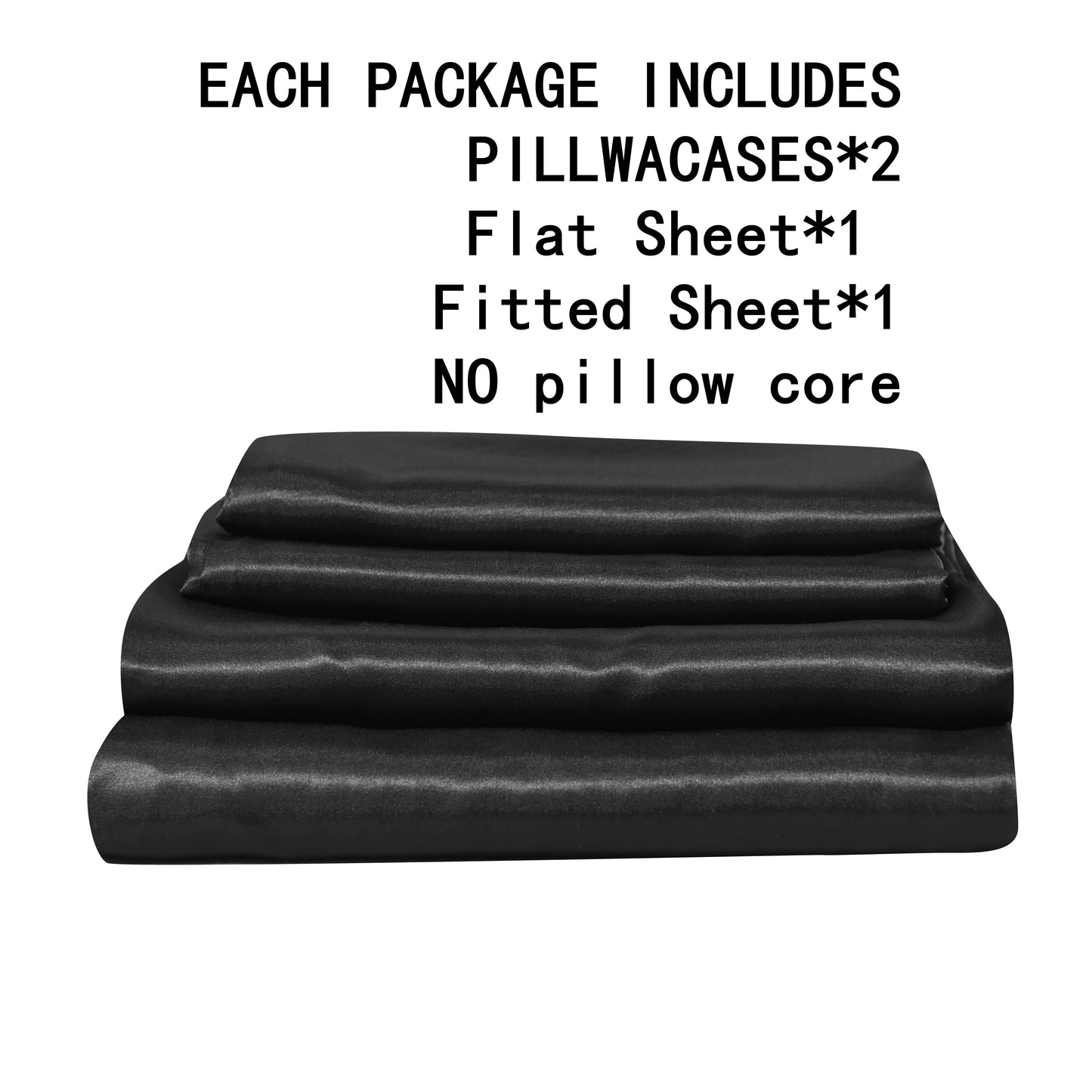 4-Piece Luxurious Satin Bedding Set - Silky Smooth, Breathable Comfort for All Seasons - Ideal for Home and Hotel - Includes Flat Sheet, Elasticized Fitted Sheet, and 2 Pillowcases