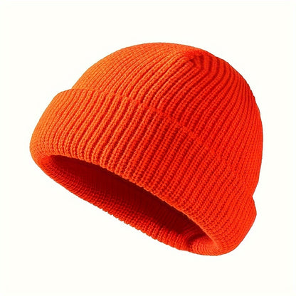 1pc Fashionable Cuffed Windproof Knit Dome Beanie Hat For Men And Women