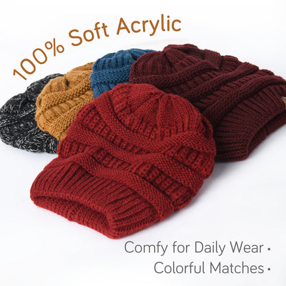 1pc Premium Winter Slouchy Beanie Hat - Soft Satin Lined, Chunky Cable Knit, Warm and Cozy, Ideal Gift for Men, Perfect for Cold Weather, Outdoor Activities, and Casual Daily Wear