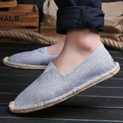 Mens Canvas Espadrille Loafers - Breathable Mesh Lining, Slip-On Design, Comfortable Rubber Soles for Casual Walking - Perfect for Fall, Spring, Summer Seasons