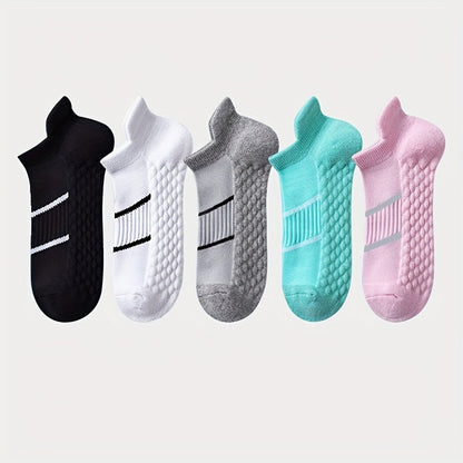 5pairs Men's Professional Sports Socks, Summer Thin Mesh Breathable Sweat-absorbing Anti-odor Ear Lifting Heel Guard Short Socks
