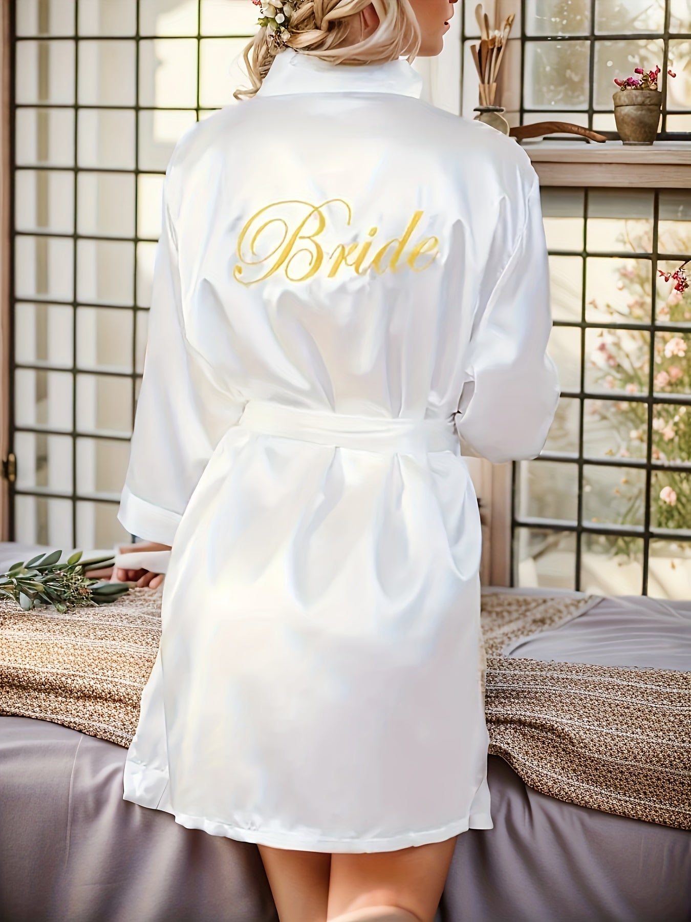Luxurious Solid Satin Night Robe - Elegant Women's Long Sleeve V Neck Sleepwear with Belt and Adjustable Waist - Soft, Comfortable, and Stylish Nightgowns & Sleepshirts for a Restful Night's Sleep