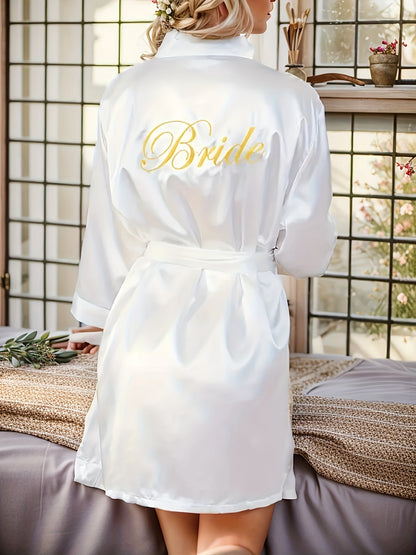 Luxurious Solid Satin Night Robe - Elegant Women's Long Sleeve V Neck Sleepwear with Belt and Adjustable Waist - Soft, Comfortable, and Stylish Nightgowns & Sleepshirts for a Restful Night's Sleep