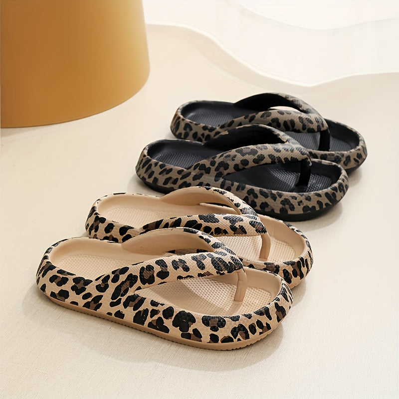 Vibrant Leopard Print EVA Flip Flops - Ultra-Soft, Wear-Resistant, and Cushioned Sole for Comfortable Walking - Perfect Indoor and Outdoor Beach Shoes for Summer