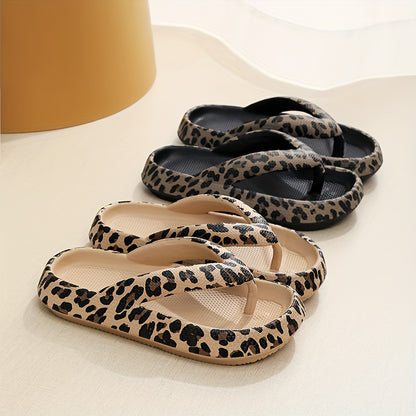 Vibrant Leopard Print EVA Flip Flops - Ultra-Soft, Wear-Resistant, and Cushioned Sole for Comfortable Walking - Perfect Indoor and Outdoor Beach Shoes for Summer
