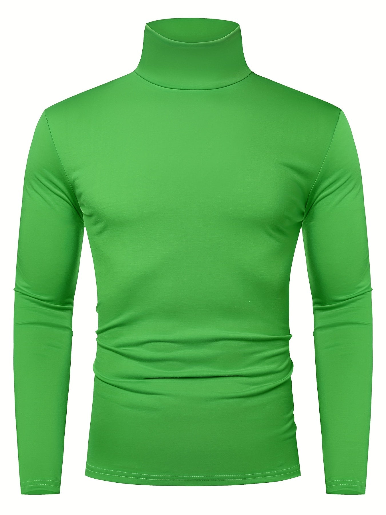 Long-Sleeved Multicolor Turtleneck Shirt for Men - Soft Medium Stretch Polyester Fabric, Regular Fit, High Neck Collar, Machine Washable, Perfect for Spring and Fall Seasons