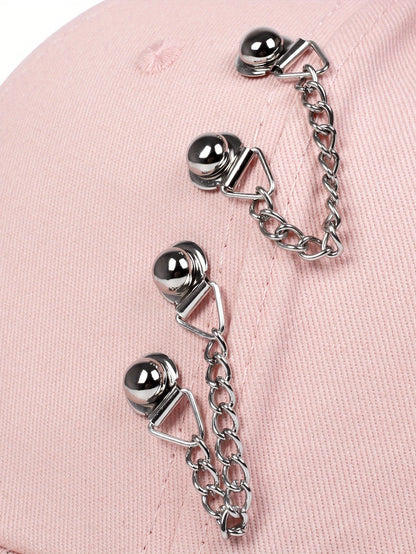 1pc 1pc Unisex Trendy Sunshade Adjustable Baseball Cap With Rivets For Outdoor Sport