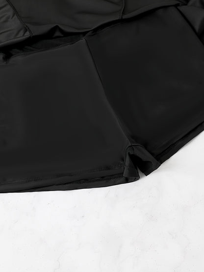 Plus Size Womens Vibrant Floral Print Tie Front V Neck One Piece Swimsuit - High Stretch, Comfortable, Vacation Essential - Polyester Knit Fabric, Random Printing, No Sheer