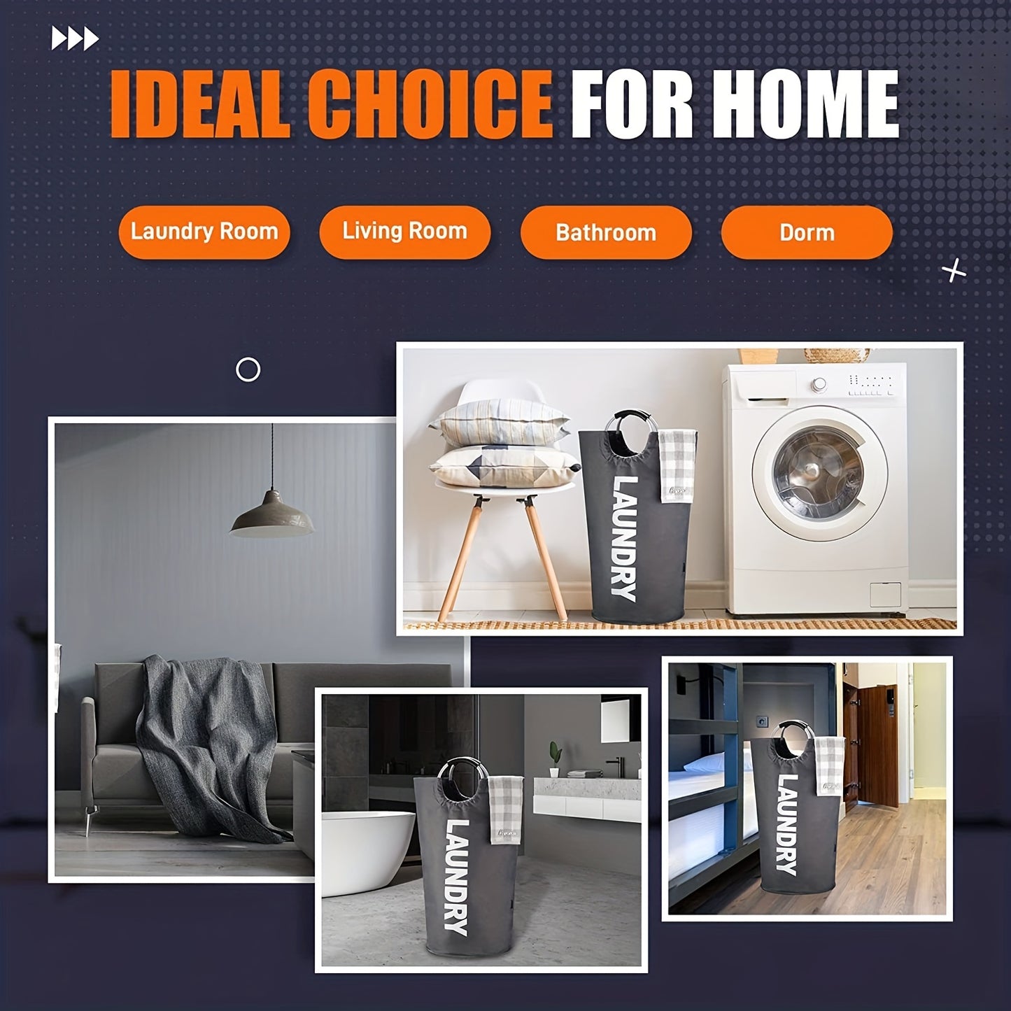 1pc Premium Waterproof Laundry Basket with Comfortable Padded Handles - Collapsible & Stable Clothes Hamper for Effortless Storage and Perfect Standing - Ideal for Space-Saving Solutions