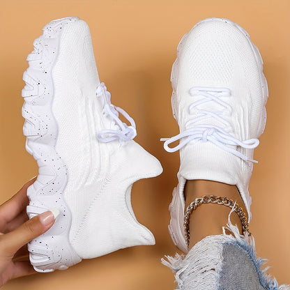 Women'S Casual Sports Sneakers, Striped Low Top Slip-On Shoes with Round Toe, Non-Slip Rubber Sole, Fabric Upper & Inner, All-Season Spring Footwear