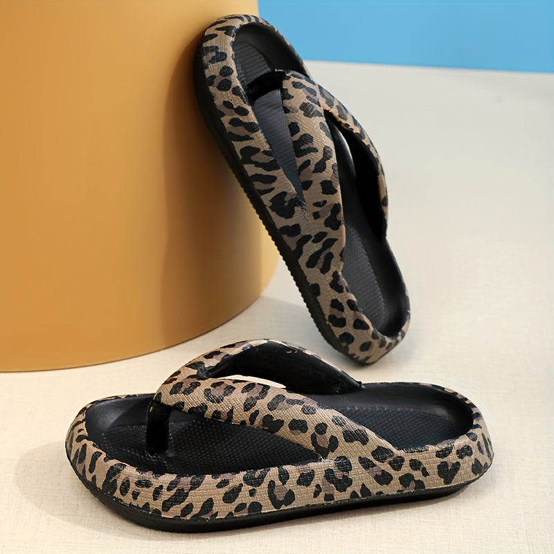 Vibrant Leopard Print EVA Flip Flops - Ultra-Soft, Wear-Resistant, and Cushioned Sole for Comfortable Walking - Perfect Indoor and Outdoor Beach Shoes for Summer