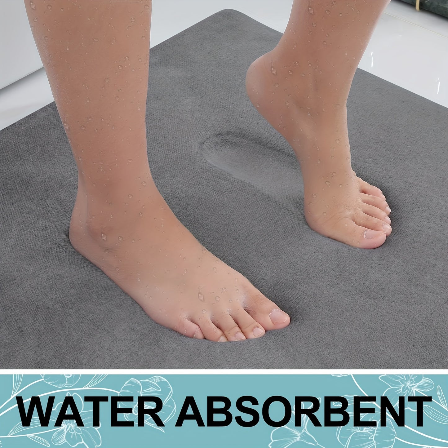 1PC Sponge Flat Bathroom Anti-slip Mat, Bathroom Water Absorption Anti-skid Mat, Bathroom Doormat, Bedroom Carpet, Floor Mat, kitchen Area Rugs, Laundry, bedrooom, shower, indoor mat