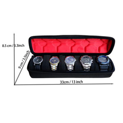 5 Slots Watch Travel Case, Watch Roll Case Storage And Organizer For Men And Women, With Watch Pillow, Watch Box Holder Display Cabinet