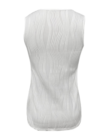 Striped Off-the-Shoulder Vest Tank Top - Soft Micro Elastic Polyester Fabric, Casual Summer Sleeveless Crew Neck, No Printing, Knit Fabric - Womens Casual Summer Clothing