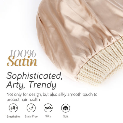 1pc Premium Winter Slouchy Beanie Hat - Soft Satin Lined, Chunky Cable Knit, Warm and Cozy, Ideal Gift for Men, Perfect for Cold Weather, Outdoor Activities, and Casual Daily Wear