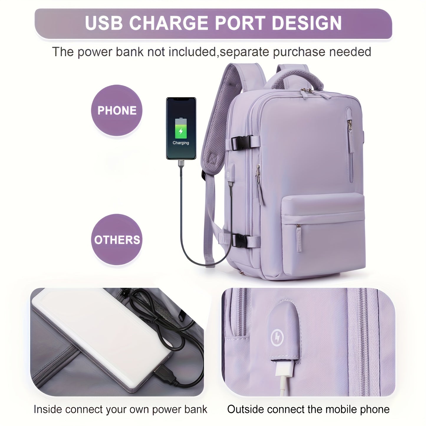 Large Capacity Multifunctional Leisure Backpack for Travel, with Dry Wet Separation Layer and Independent Shoe Compartment, and Anti-Theft Zipper Pocket, Lightweight and Portable, Suitable for Trave