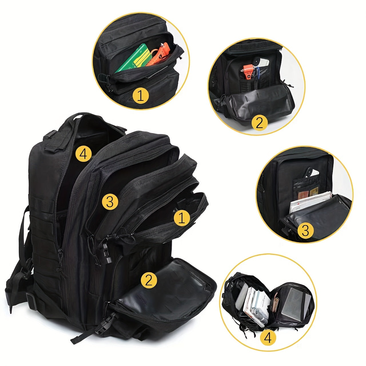 Outdoor Backpacks For Men And Women, Molle Bag 3 Day Assault Pack Hiking Rucksack With USA Flag Patch