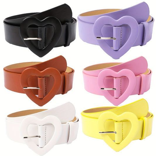 2023 New Pink Wide Belt for Women with Love Buckle and Rose Red Belt Decoration for Hot Girls