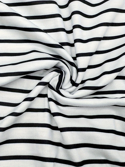 Striped Off Shoulder Drawstring Jumpsuit, Casual Short Sleeve Slim Jumpsuit For Spring & Summer, Women's Clothing