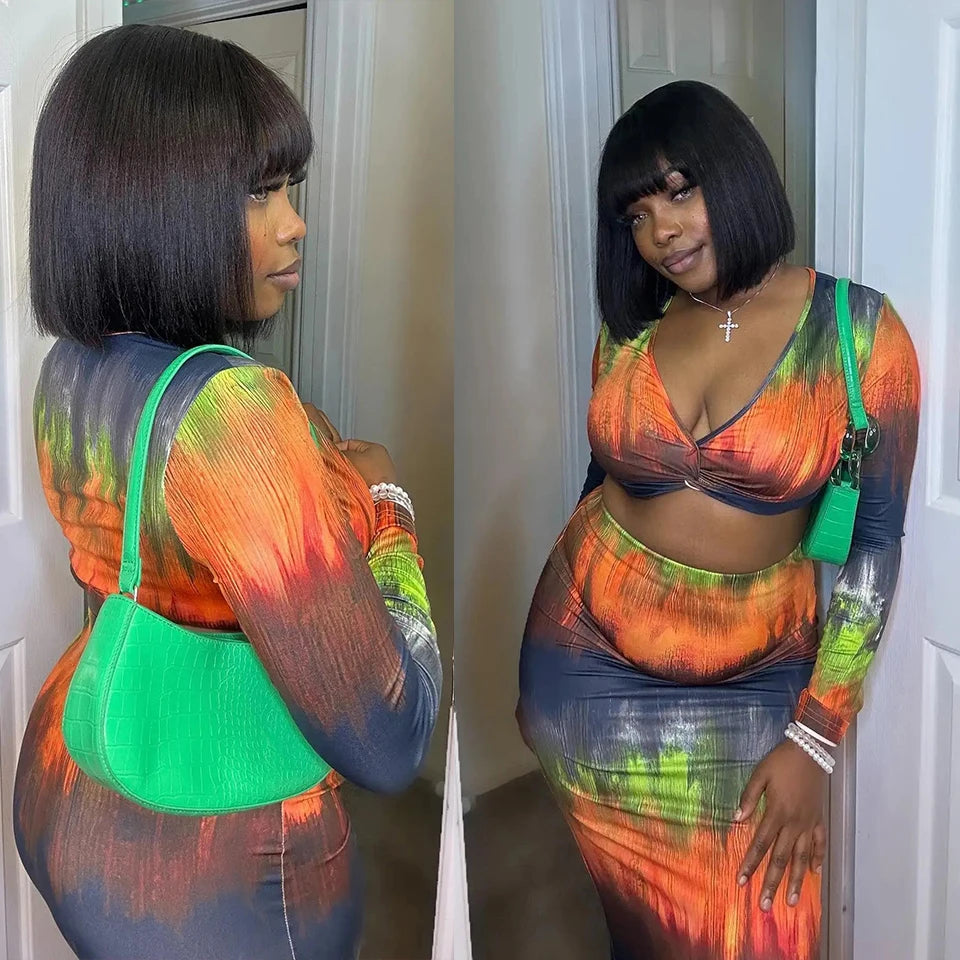 Perruques de cheveux humains droites avec frange frange partie centrale Bob perruques de dentelle cuir chevelu réaliste brésilien droite Bob perruques de dentelle avec frange