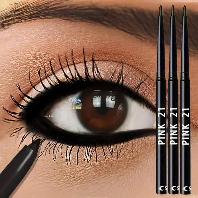 Crayons eyeliner noirs imperméables, maquillage pour les yeux, longue durée, respectueux de l'intérieur, 3 pièces