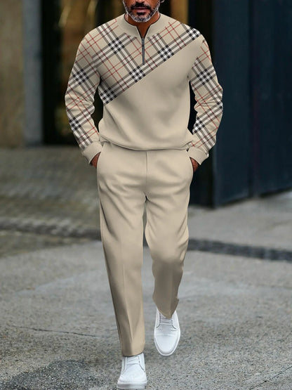 Ensemble pantalon Long à manches longues pour hommes, demi-fermeture éclair imprimée en 3D, fermeture à glissière, ajustement confortable, tenue décontractée à la mode, nouvelle collection 2025