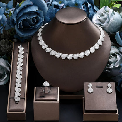 Ensemble de bijoux de mariage avec pendentif exquis, dubaï, pour fête de mariage, ensemble d'accessoires de 4 pièces, nouvelle collection 2024