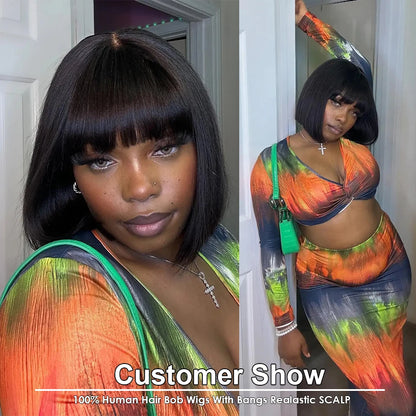 Perruques de cheveux humains droites avec frange frange partie centrale Bob perruques de dentelle cuir chevelu réaliste brésilien droite Bob perruques de dentelle avec frange