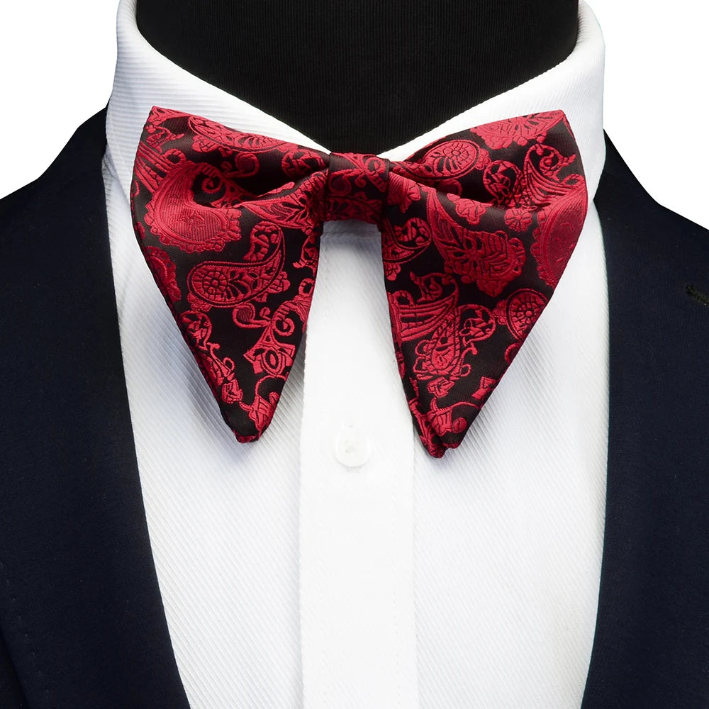 Ricnais mode soie Pasley Floral grand noeud papillon jaune rouge Jacquard noeud papillon pour hommes d'affaires fête de mariage cravates Gigt accessoires