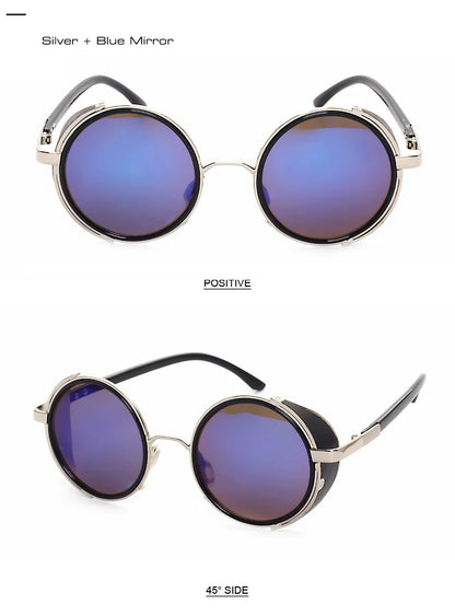 SHAUNA Vintage femmes Steampunk rétro revêtement hommes lunettes de soleil rondes marque concepteur Punk lunettes de soleil UV400