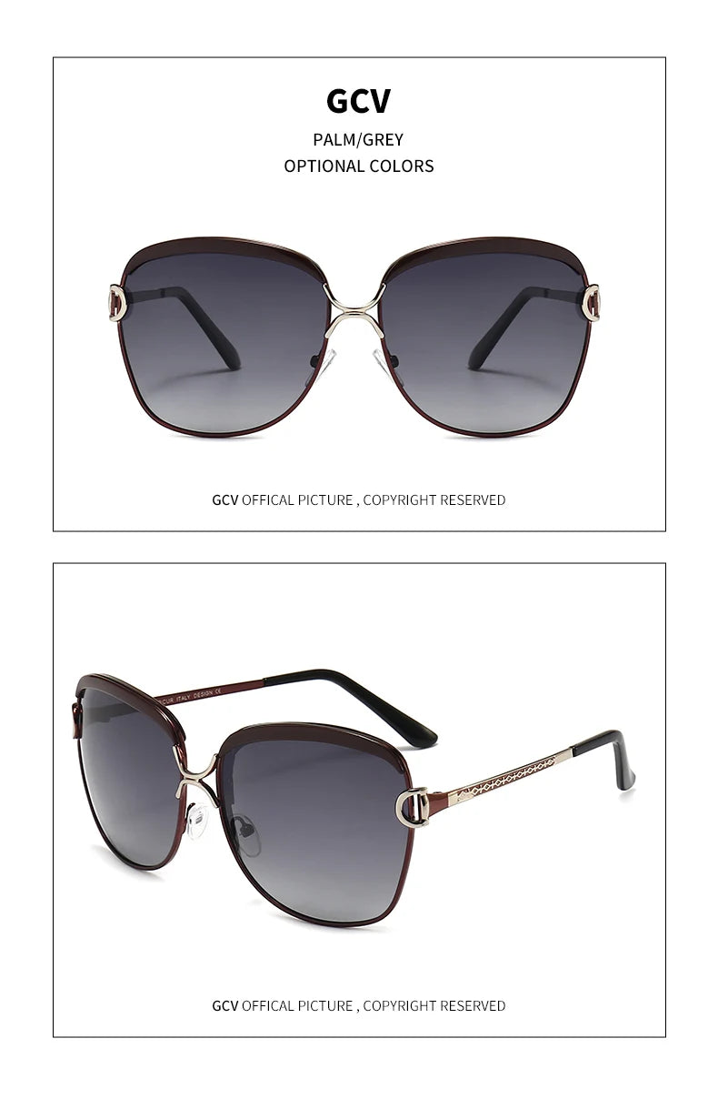 GCV lunettes De Soleil polarisées pour femmes lentille dégradée lunettes De Soleil rondes carrées marque De luxe Oculos Lunette De Soleil Femme