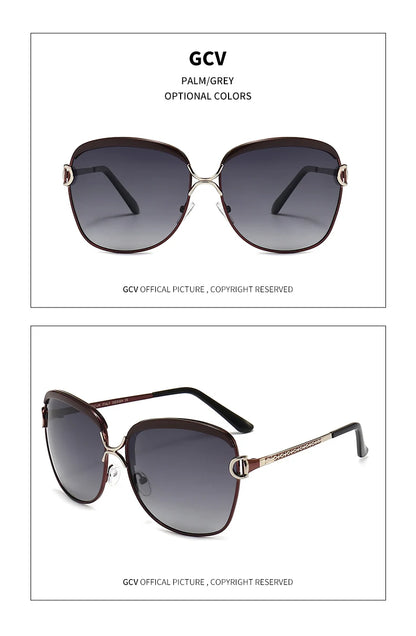 GCV lunettes De Soleil polarisées pour femmes lentille dégradée lunettes De Soleil rondes carrées marque De luxe Oculos Lunette De Soleil Femme